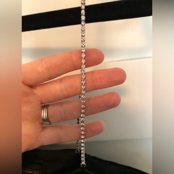 NWT House of Harlow Black Velvet Mini Dress with Crystal Straps - Picture 4 of 8